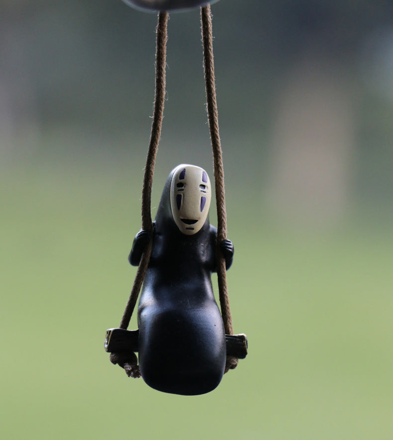 Car pendant swinging on a faceless man Spirited Away car rearview mirror