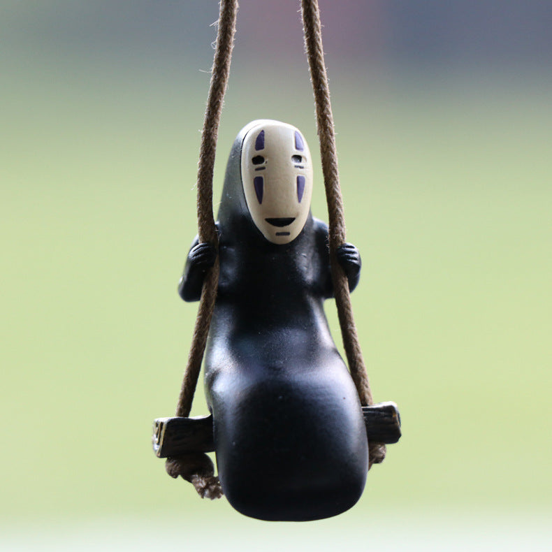 Car pendant swinging on a faceless man Spirited Away car rearview mirror