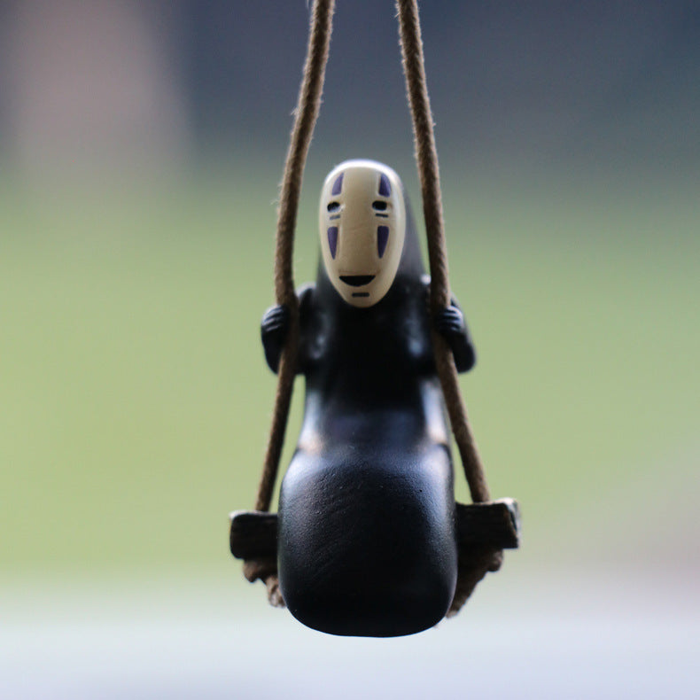 Car pendant swinging on a faceless man Spirited Away car rearview mirror