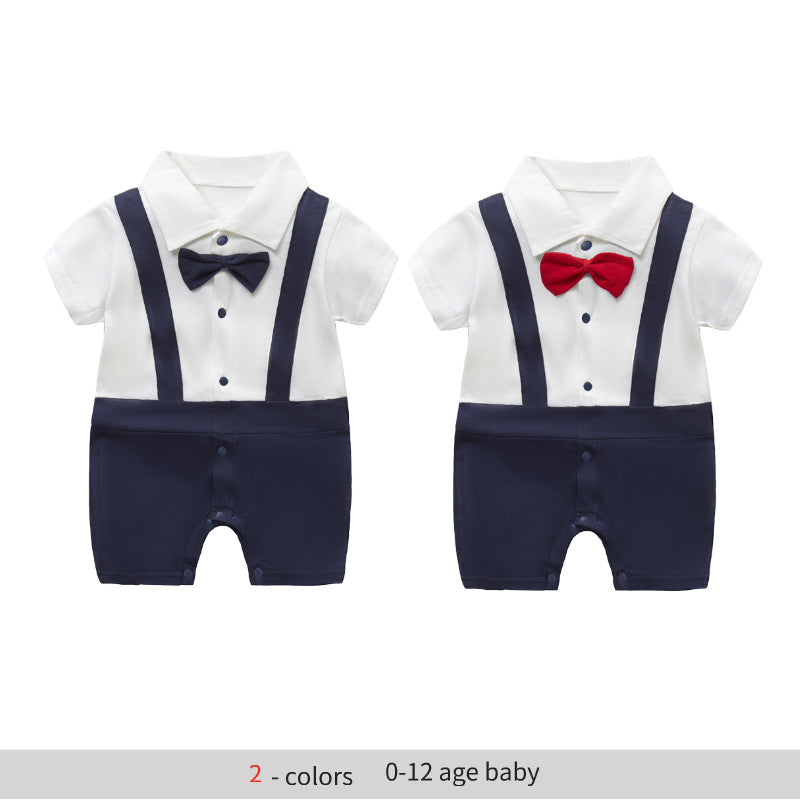 Baby clothes summer gentleman boy baby thin cotton 0-12 month romper baby one-piece