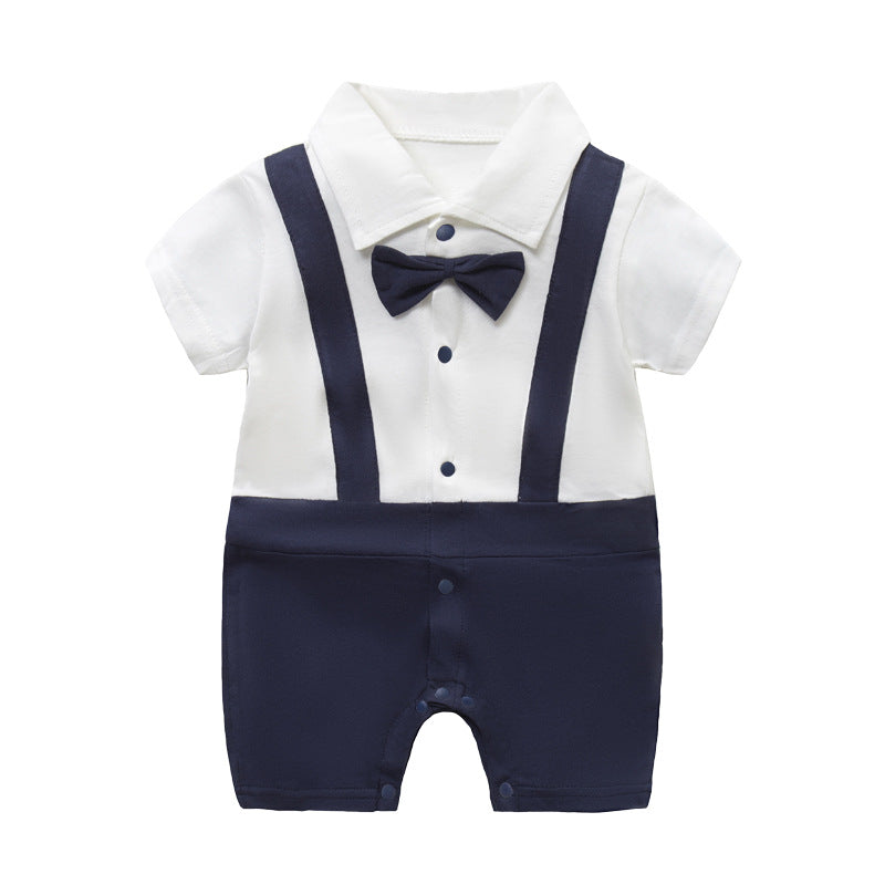 Baby clothes summer gentleman boy baby thin cotton 0-12 month romper baby one-piece