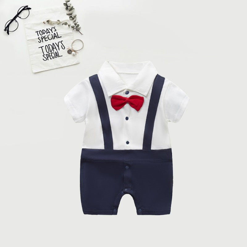 Baby clothes summer gentleman boy baby thin cotton 0-12 month romper baby one-piece