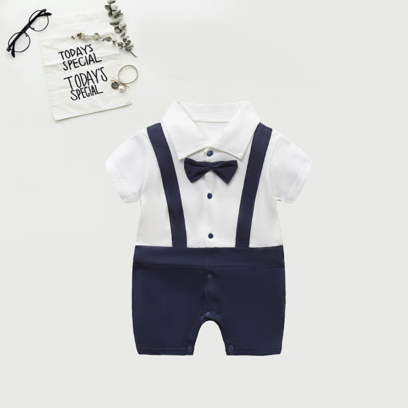 Baby clothes summer gentleman boy baby thin cotton 0-12 month romper baby one-piece