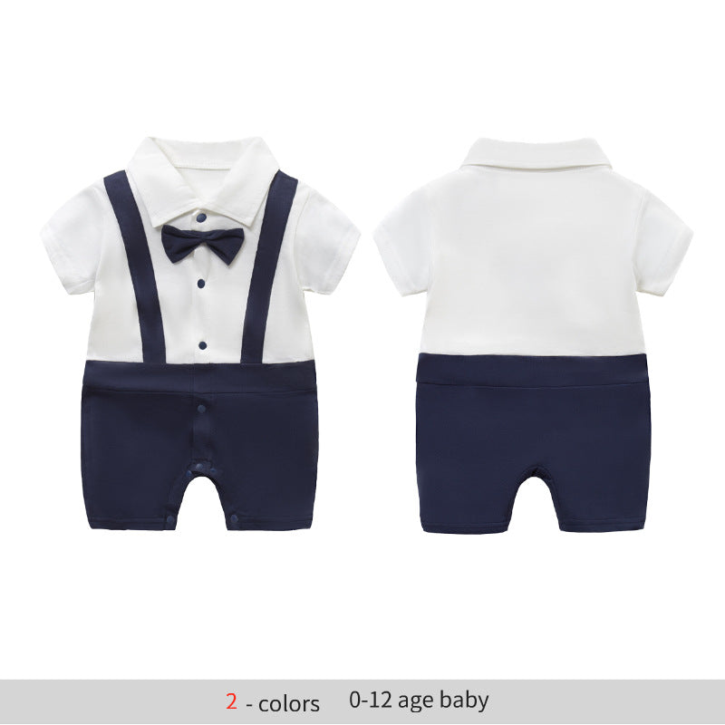 Baby clothes summer gentleman boy baby thin cotton 0-12 month romper baby one-piece