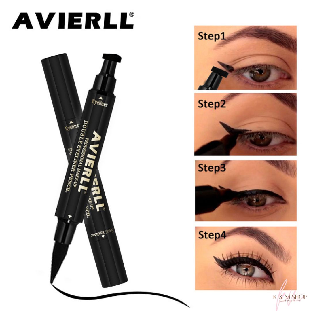 Makeup double head seal eyeliner pen triangle seal eyeliner 2 and 1 waterproof eyeliner pen new style