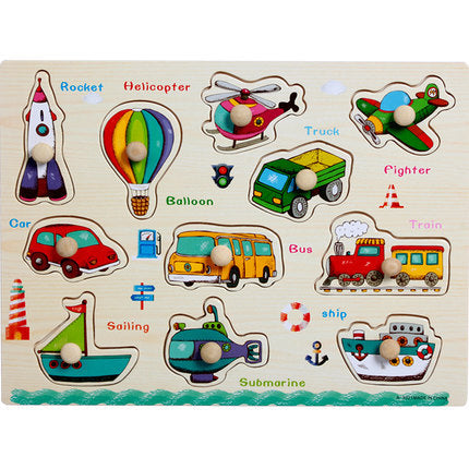 Animal digital letter hand grab board jigsaw puzzle 1-3-4 years old intellectual baby wooden toy