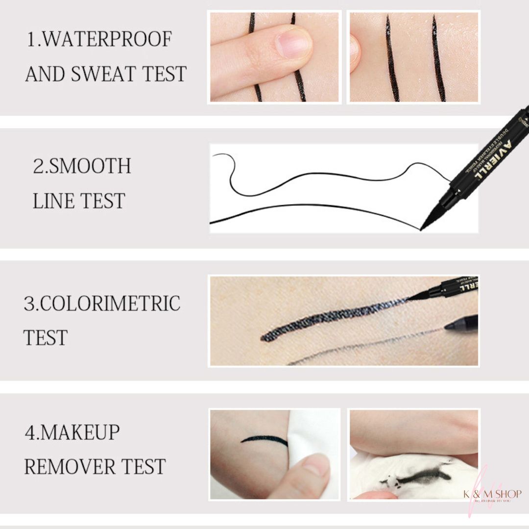 Makeup double head seal eyeliner pen triangle seal eyeliner 2 and 1 waterproof eyeliner pen new style