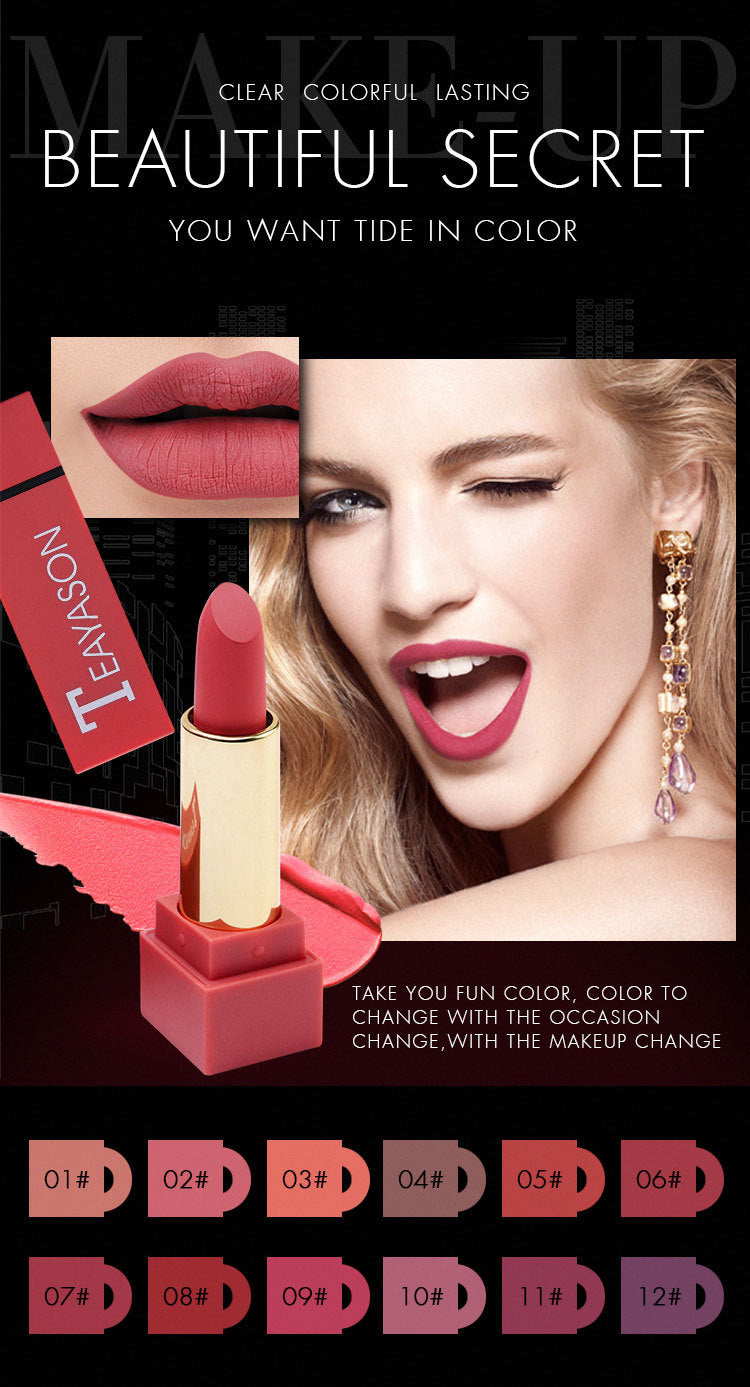 New set of box hard box 12 color square tube sexy red lipstick matte lipstick