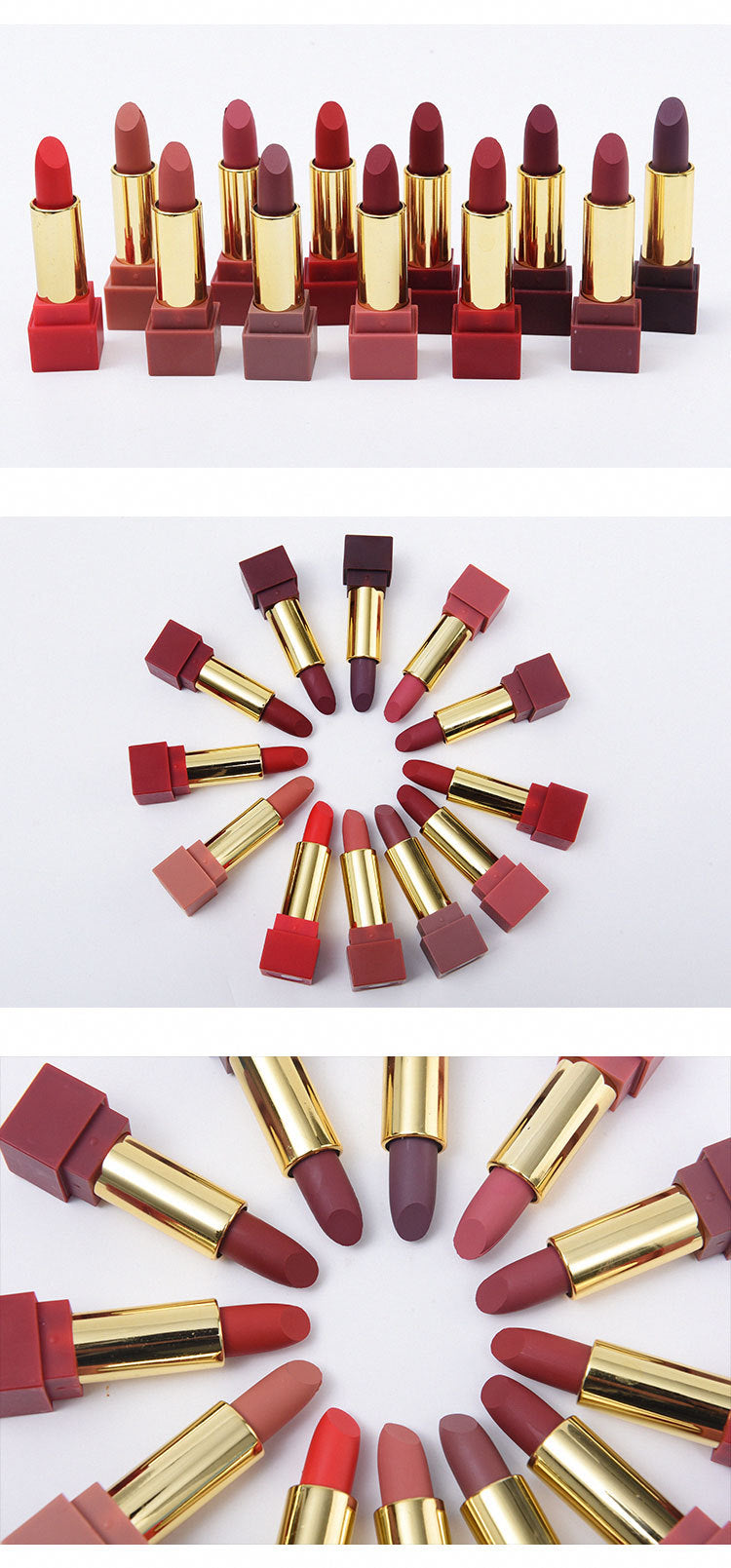 New set of box hard box 12 color square tube sexy red lipstick matte lipstick