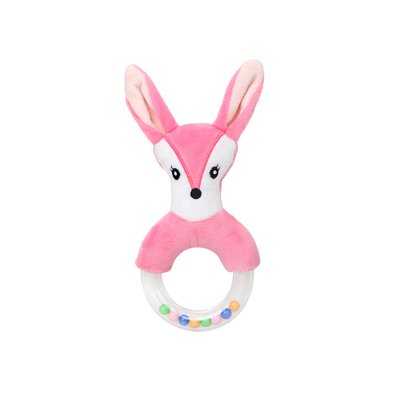 Cute creative cartoon rabbit fox sheep hand ring hand bell baby plush toy