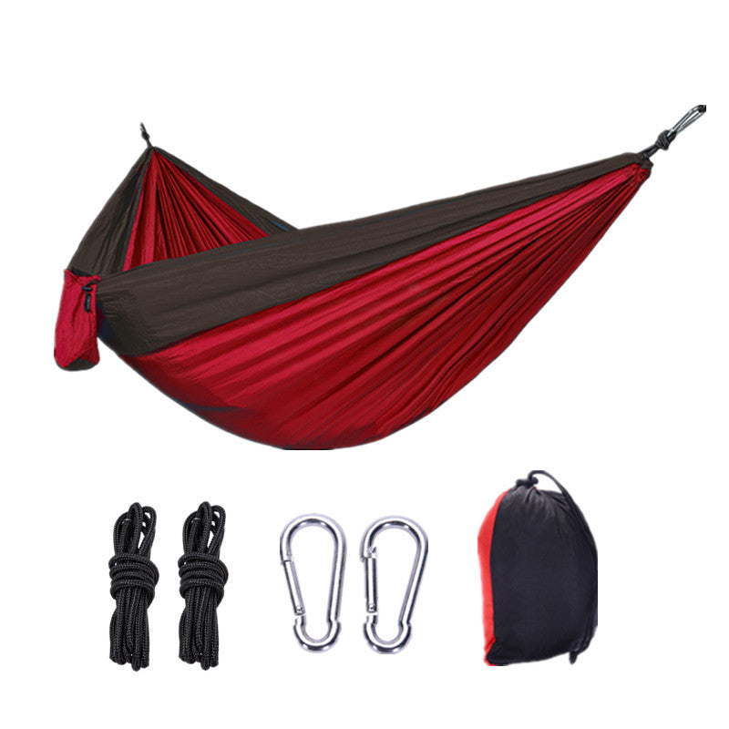 Double nylon hammock outdoor camping ultra light portable nylon spinning parachute cloth color hammock