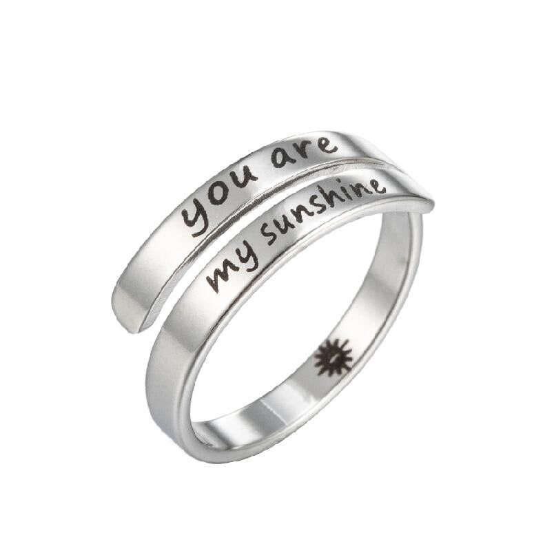 Open ring letter ring lettering double ring punk stainless steel ring