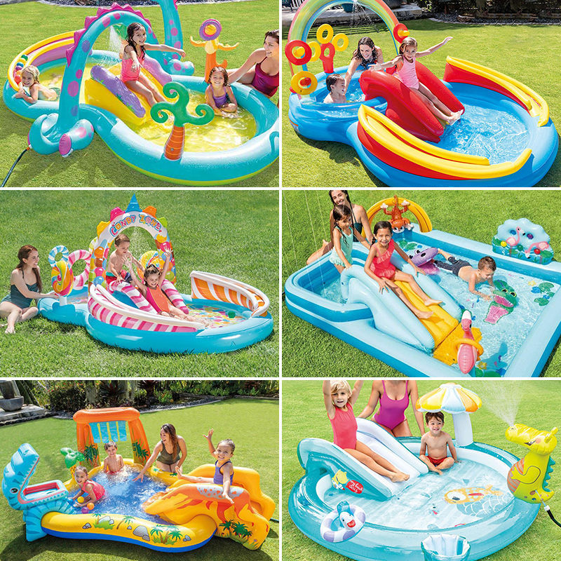 intex children's slide inflatable paddling pool outdoor swimming pool slide spray pool indoor ocean ball pool