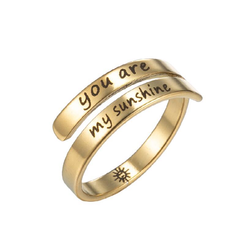 Open ring letter ring lettering double ring punk stainless steel ring