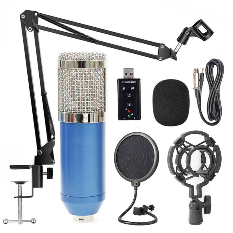 BM800 with reverberation condenser microphone free independent sound card free 48V phantom power set