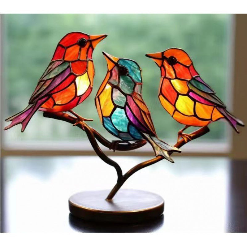 Bird Ornament Home Decor Ornament Hundred Flowers Bird Metal Home Decor