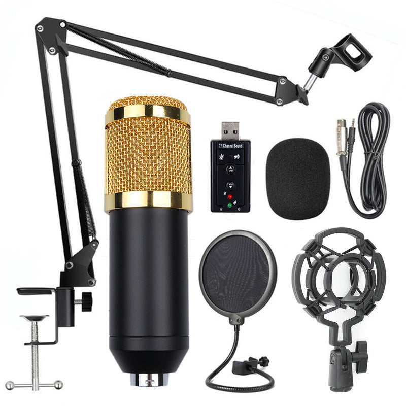 BM800 with reverberation condenser microphone free independent sound card free 48V phantom power set