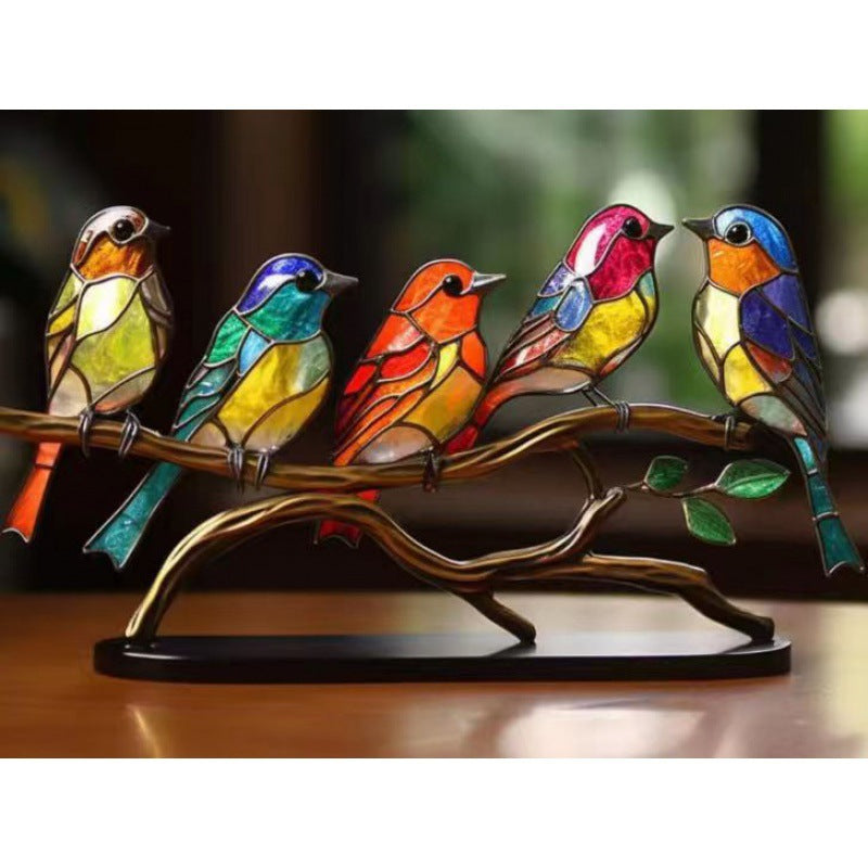 Bird Ornament Home Decor Ornament Hundred Flowers Bird Metal Home Decor