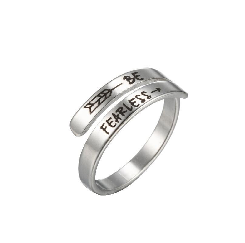 Open ring letter ring lettering double ring punk stainless steel ring