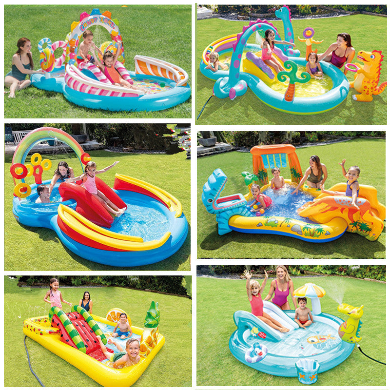 intex children's slide inflatable paddling pool outdoor swimming pool slide spray pool indoor ocean ball pool