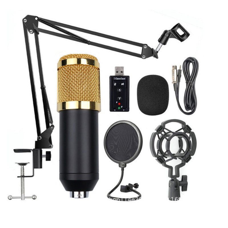 BM800 with reverberation condenser microphone free independent sound card free 48V phantom power set