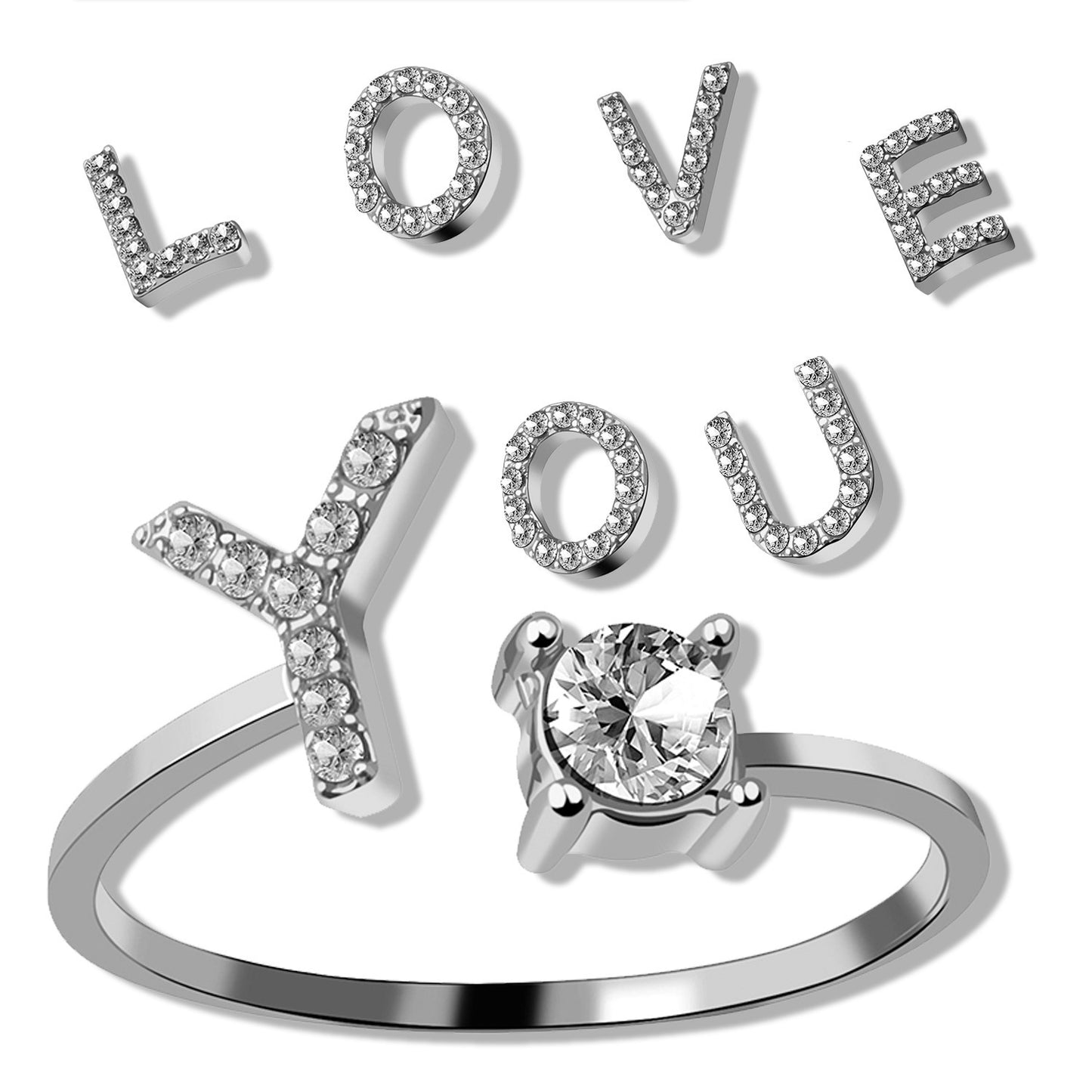 Ring Jewelry Creative Ladies Ring Adjustable Open Ring 26 Letter Ring