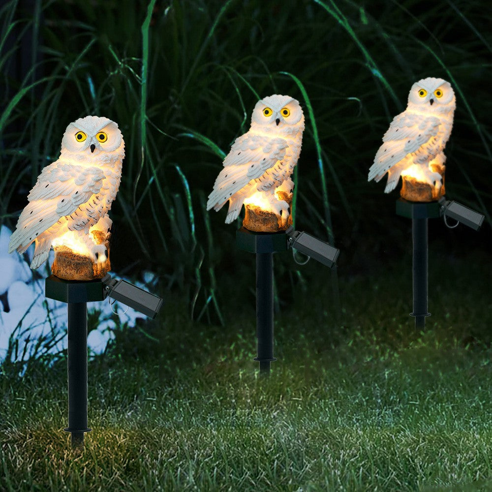 Solar Resin Owl Ground Plug Lamp Outdoor Garden Decoration Landscape Yard Lawn Lamp