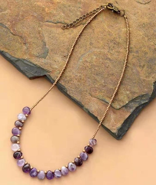 New ladies necklace amethyst beads short necklace fashion necklace mother gift