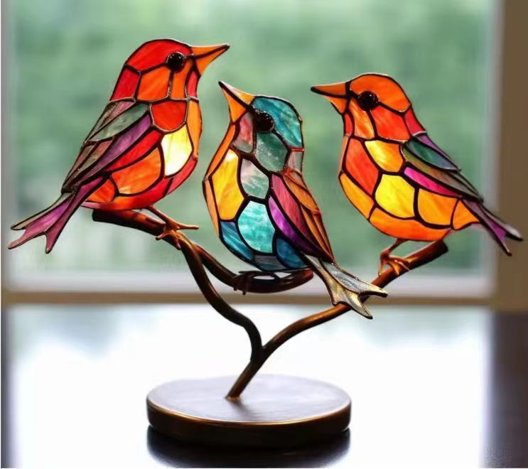 Bird Ornament Home Decor Ornament Hundred Flowers Bird Metal Home Decor