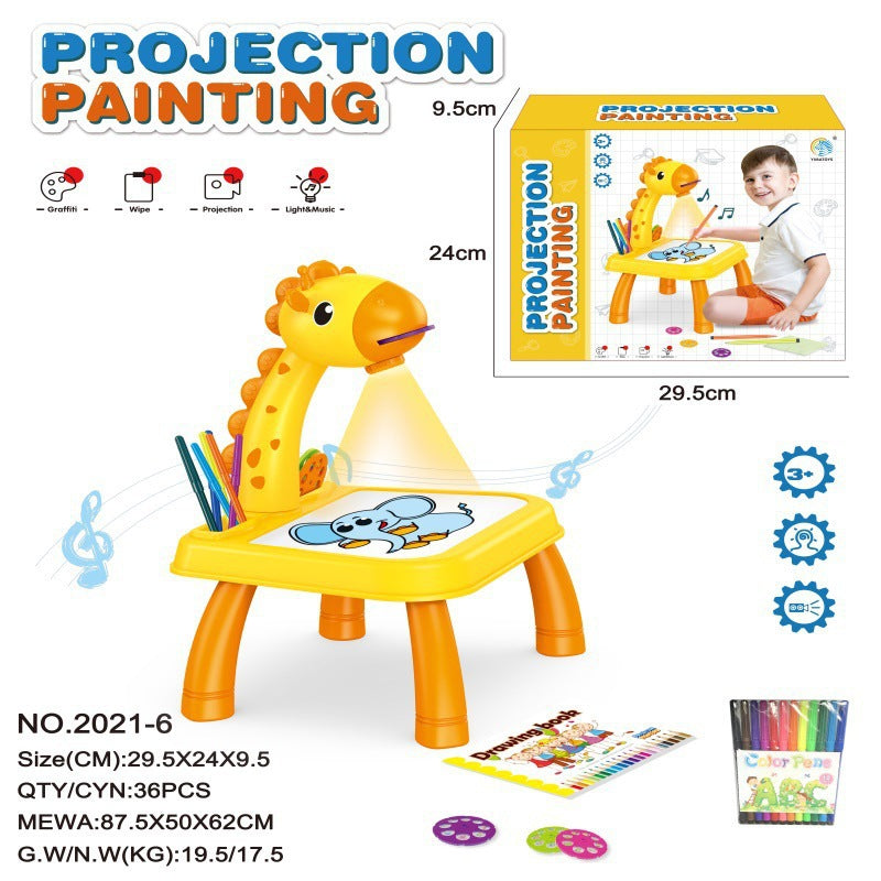 Children's intelligent projection painting machine enlightenment early education drawing board table color drawing board children graffiti whiteboard