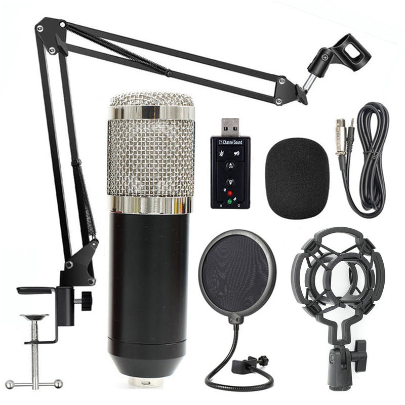 BM800 with reverberation condenser microphone free independent sound card free 48V phantom power set