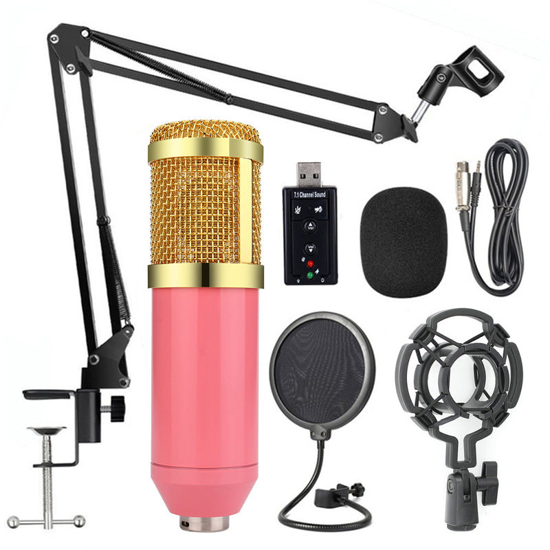 BM800 with reverberation condenser microphone free independent sound card free 48V phantom power set