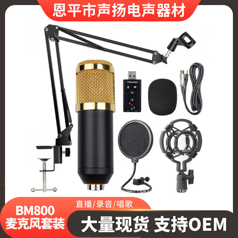 BM800 with reverberation condenser microphone free independent sound card free 48V phantom power set