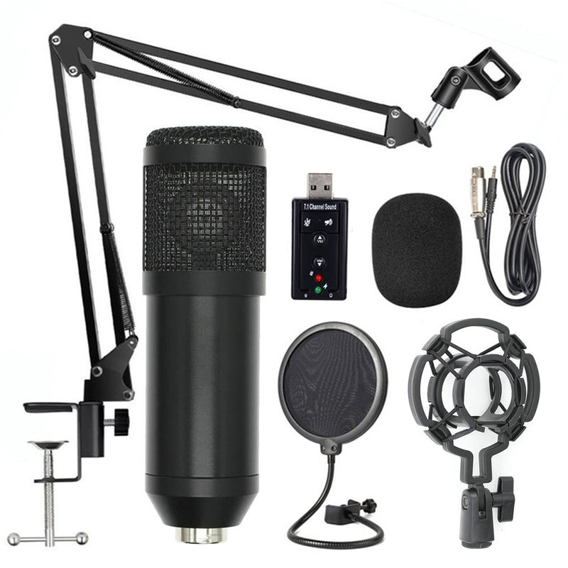 BM800 with reverberation condenser microphone free independent sound card free 48V phantom power set