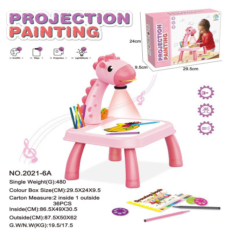 Children's intelligent projection painting machine enlightenment early education drawing board table color drawing board children graffiti whiteboard