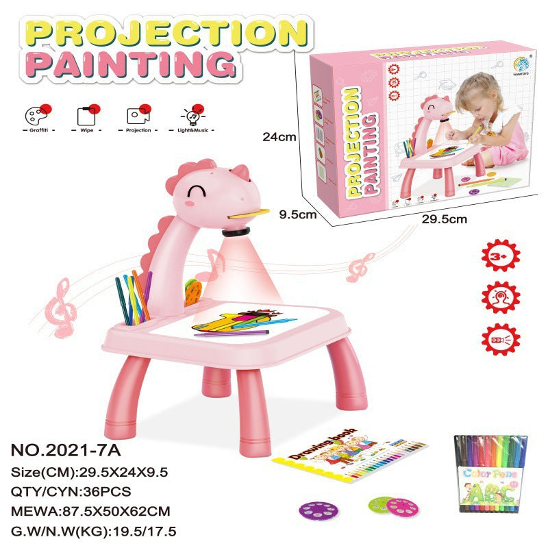 Children's intelligent projection painting machine enlightenment early education drawing board table color drawing board children graffiti whiteboard