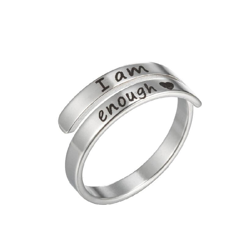 Open ring letter ring lettering double ring punk stainless steel ring