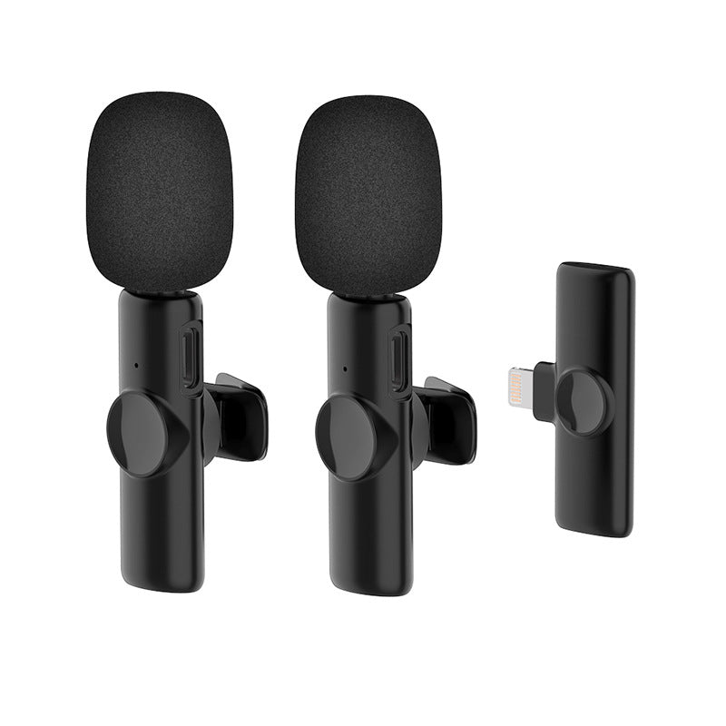 Popular wireless lavalier microphone one-to-two outdoor mobile phone live broadcast microphone bluetooth recording radio noise reduction microphone