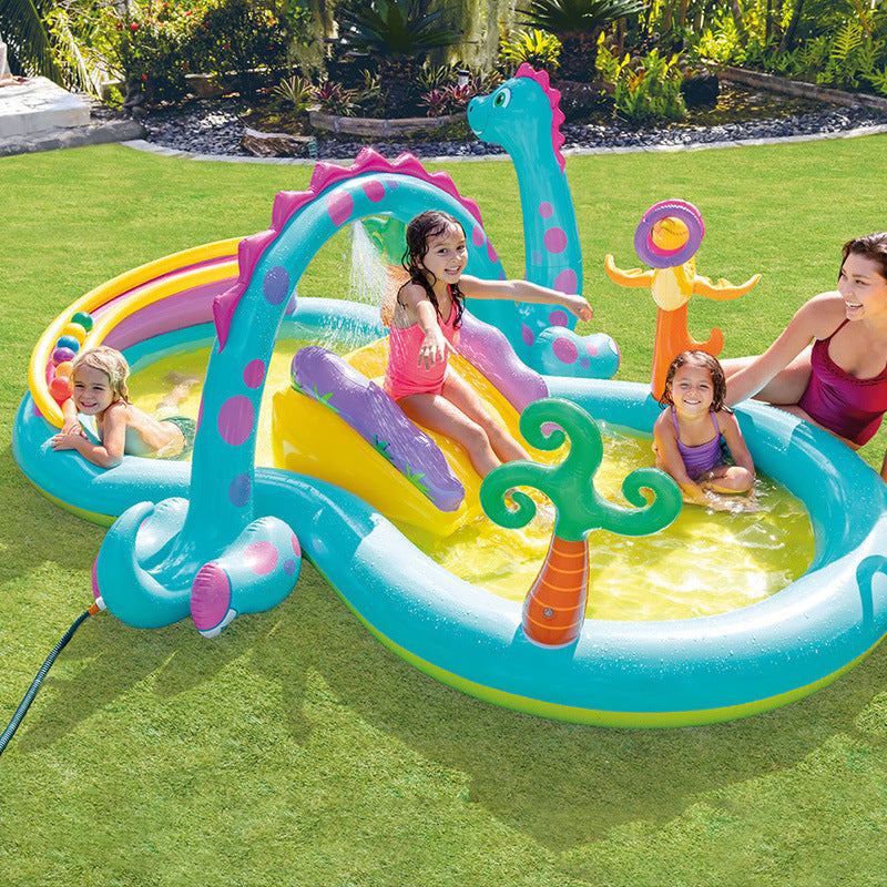 intex children's slide inflatable paddling pool outdoor swimming pool slide spray pool indoor ocean ball pool