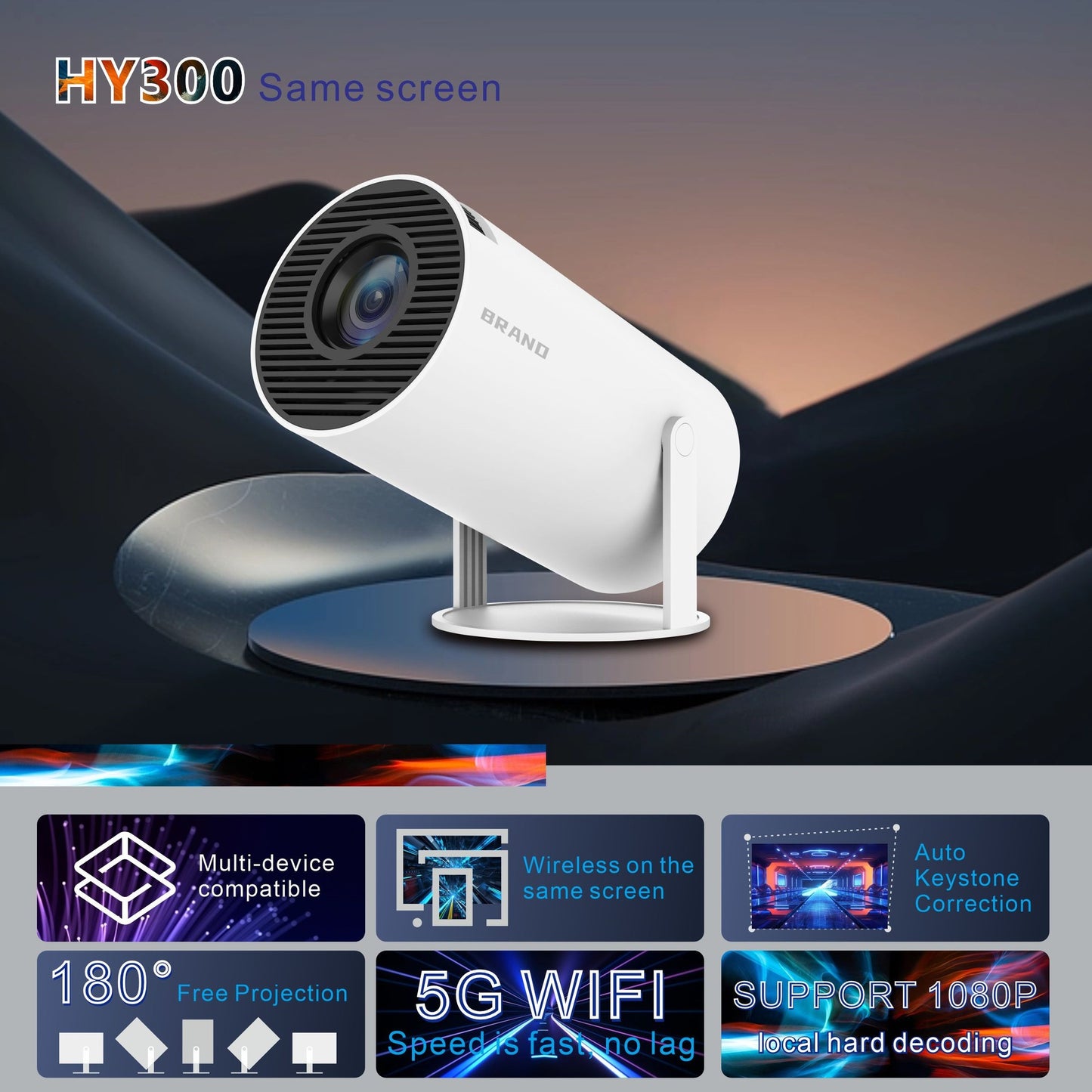 Projector home HY300 projector smart home theater HDMI mobile phone screen device projector