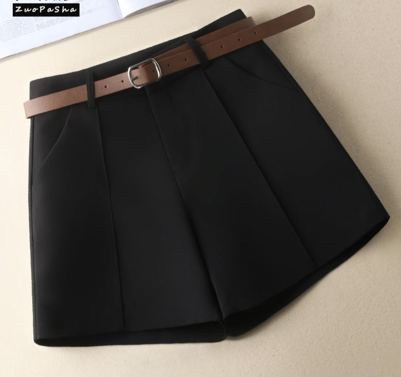 Fashion Suit Shorts Women Summer New High Waist Slimming All-Matching Slimming and Straight Casual Pants Women with Belt