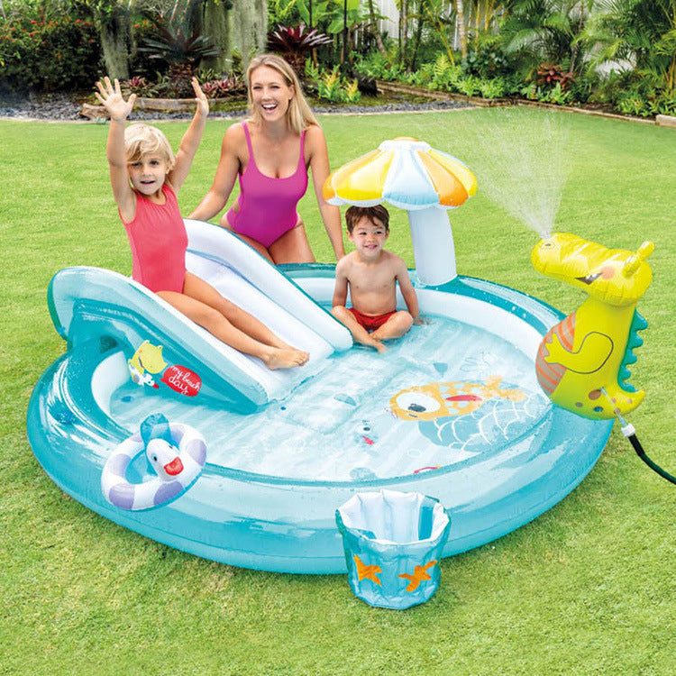 intex children's slide inflatable paddling pool outdoor swimming pool slide spray pool indoor ocean ball pool