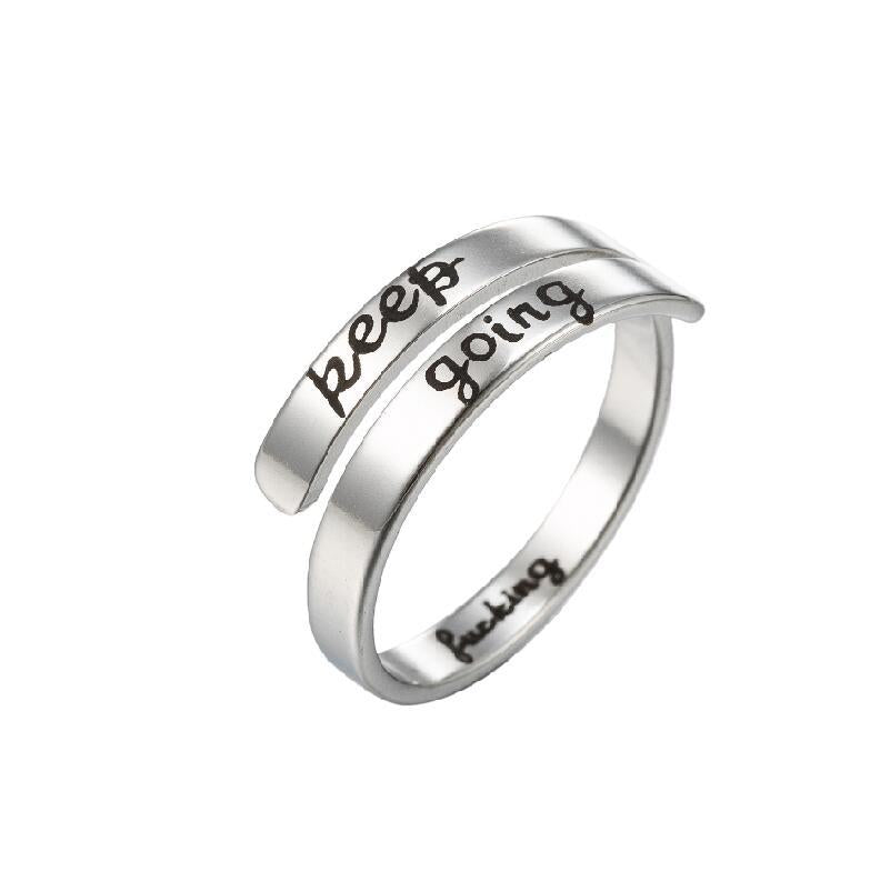 Open ring letter ring lettering double ring punk stainless steel ring