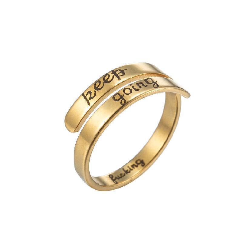 Open ring letter ring lettering double ring punk stainless steel ring