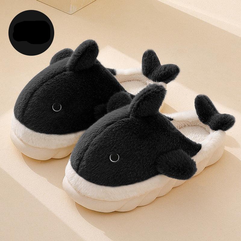 Cotton slippers winter warm indoor men's whale home cotton shoes women's confinement shoes wholesale autumn and winter stepping on shit feeling cotton slippers