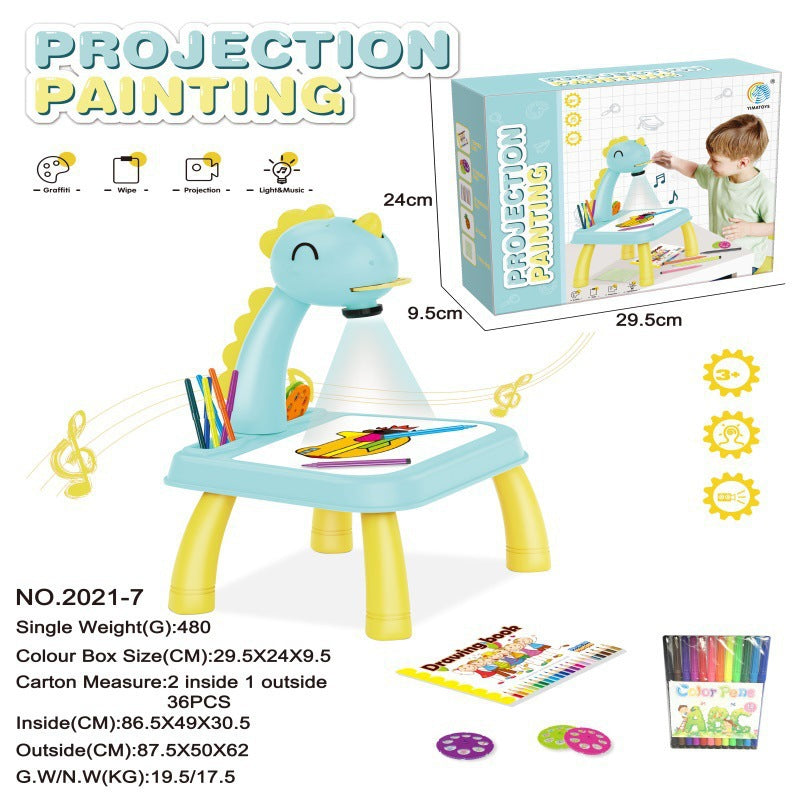 Children's intelligent projection painting machine enlightenment early education drawing board table color drawing board children graffiti whiteboard