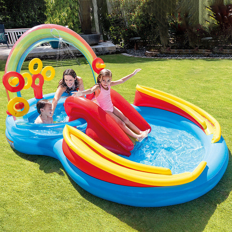 intex children's slide inflatable paddling pool outdoor swimming pool slide spray pool indoor ocean ball pool