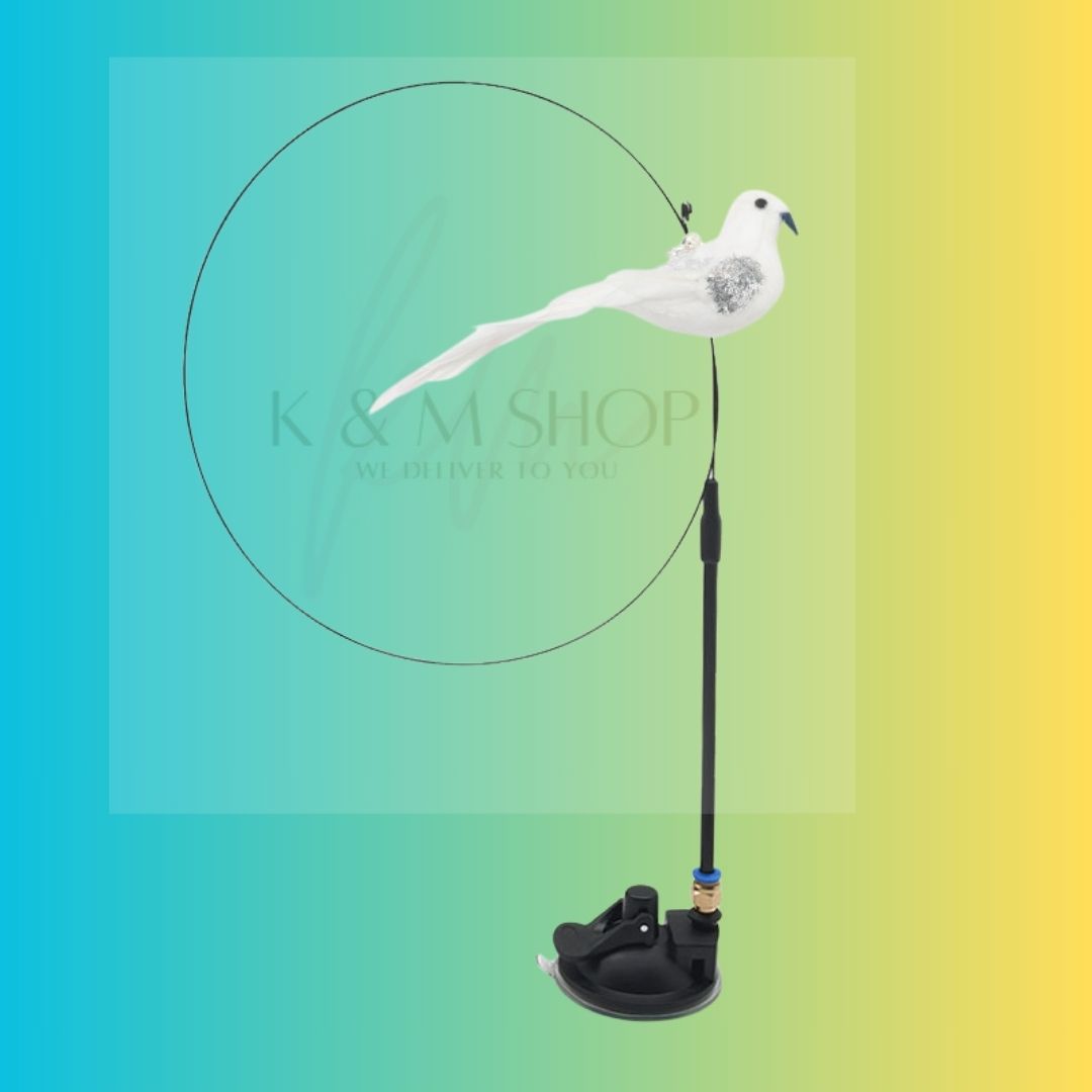 Bird Feather Automatic Cat Flirting Stick Long Rod Cat Bell Suction Cup Cat Toy Durable Cat Supplies Self-Enjoyment and Relief from Boredom